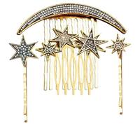 Cabilock Lot de 1 Set de Set de Pince à Cheveux Peigne Latéral Étoile et Lune, Barrette à Cheveux D'étoile, Alliage, Décorations Capillaires Vintage pour Femmes, Mariages et Fêtes