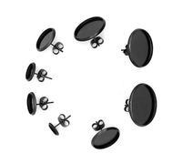 Cabilock Lot de 10 Bases d'oreilles Rondes Noires en Acier Inoxydable 8 MM avec Bouchons Accessoires Fabrication de Boucles d'oreilles DIY et Fournitures de Création de Bijoux