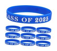 Cabilock Lot de 10 Bracelets en Silicone Bleu 2025 pour Remise des Diplômes, Bracelets à Claquer Unisexes Taille, Présents Invités pour Fête de Fin D’études et Célébration