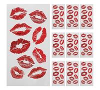 Cabilock Lot de 10 feuilles de stickers pour tatouages de lèvres, autocollants pour baisers, pour la Saint-Valentin et Halloween, imperméables, pour le visage et le corps