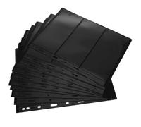 Cabilock Lot de 10 Feuilles Intérieures Noires Double-Face à 3 Rangées pour Album de Timbres Pages Mobiles en Papier Standard 9 Perforations Fournitures de Philatélie pour