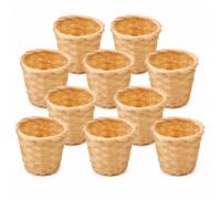Cabilock Lot de 10 Mini Paniers en Osier Tressé 9 x 9 x 7,5 cm, Petits Paniers Cadeaux Vides à Garnir pour Bonbons, Mariage, Baptême, Fête, Décoration de Table et Petits Objets