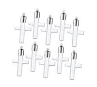 Cabilock Lot de 10 Set de Mini Fioles en Verre Transparent Bouchon à Vis Nickelé, Pendentifs Croix 6 Mm, Petites Bouteilles Hermétiques Décoratives pour Colliers à Fioles, Loisirs Créatifs