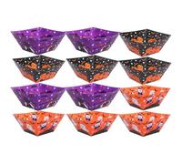 Cabilock Lot de 12 boîtes à goûter d'Halloween, boîtes à bonbons | 12 boîtes en 3 motifs d'Halloween, 4 de chaque motif, environ 18,5 x 10,1 x 9,9 cm, pour pop-corn, biscuits et bonbons