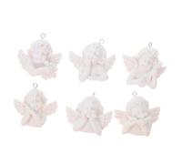 Cabilock Lot de 12 Pendentifs Porte-clés Anges en Résine Argentée, Mini Statues Artisanales DIY pour Loisirs Créatifs, Décoration Présents Fête, Bricolage Noël et Baptême
