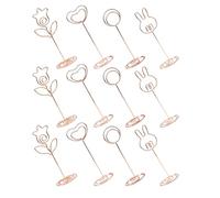Cabilock Lot de 12 Porte-cartes Métal Doré Clips de Fleur, Cœur, Cercle et Lapin - Support à Clip pour Porte-cartes de Table, Détendeur de Noms pour Mariage, Bureau et Événements