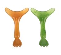 Cabilock Lot de 2 Bâtons de Massage Facial et Contour des Yeux en Résine, Outil D’acupression Ergonomique Forme Capsule de Lotus, Mini Rouleaux Portables pour Soins Visage et