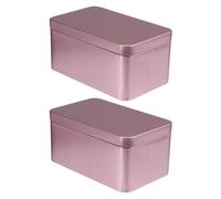 Cabilock Lot de 2 boîtes à thé en tôle avec couvercle - Boîte en métal - Boîte à biscuits - Boîte de rangement pour thé, épices, grains de café - Bijoux - Rose