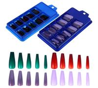 Cabilock Lot de 2 Boîtes de Faux Ongles Longs et Colorés 40 Pièces Mélange Violet Clair 41 Pièces Couleur Noël Décorations Nail Art pour Manucure Créative et Festive