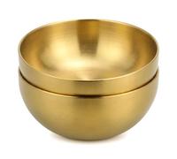 Cabilock Lot de 2 bols coréens en acier inoxydable pour salade, céréales, nouilles, ramen, pâtes, collations - 12 cm - Doré