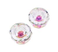 Cabilock Lot de 2 Bols en Cristal Octogonaux avec Couvercle, Mini Tasse pour Ongles, Accessoire Nail Art Professionnel, Contenant Liquide pour Manucure, Usage Salon et Domicile