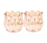 Cabilock Lot de 2 Bougeoirs en Verre Teinté Marron, Motif Tulipe, Supports Décoratifs pour Bougies Votives, Décoration Romantique Vintage, Centres de Table pour Mariage et Maison
