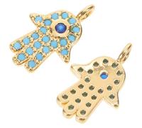 Cabilock Lot de 2 Breloques en Laiton 18K Doré Main de Hamsa Œil Protecteur Pendentifs Amulette Décoratifs pour Création de Bijoux DIY Porte-Clés Bracelets Ésotériques et Boucles