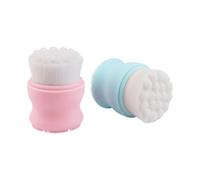Cabilock Lot de 2 Brosses Nettoyantes Visage Manche en Silicone Double Face Couleur Rose Clair et Bleu Clair Brosse Faciale en Silicone pour Nettoyage en Profondeur et Gommage Doux