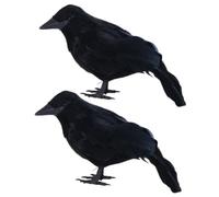Cabilock Lot de 2 Corbeaux Noirs Réalistes en Plumage Artificielles Décoration Halloween Compacte et Légère pour Maison Hantée Accessoire Effrayant pour Fête à Thème