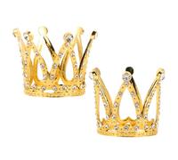 Cabilock Lot de 2 couronnes de cupcakes : mini couronnes en strass - décorations élégantes pour gâteaux d'anniversaire et baby showers - décorations de desserts sur le thème des princesses