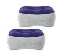 Cabilock Lot de 2 Coussins Repose-Pieds Gonflables Gris Bleu Surface Floquée Douce, Compact et Portable, Surélévateur de Jambes pour Bureau, Avion et Voyage, Rallonge Siège d'avion