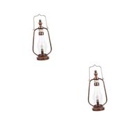 Cabilock Lot De 2 Lampes À Huile Portables en Fer Forgé Lanternes À Huile Lampe Solaire Lampe À Pétrole Lanterne Portable Lampe D'Extérieur Lampe De Chevet Décoration Vintage