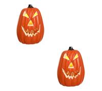 Cabilock Lot De 2 Lampes LED Citrouille pour Halloween Luminaire Décoratif D'Intérieur Ou D'Extérieur Idéal pour Un Jardin Ou Une Fête