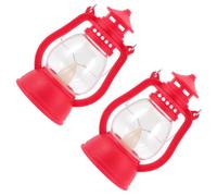 Cabilock Lot de 2 Lanternes Décoratives LED Rouges Lampe à Pétrole Rétro Compacte pour Camping Veilleuse de Table Portable Légère Éclairage D’Extérieur pour Tente et Jardin Lampe