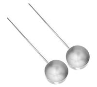Cabilock Lot de 2 louches en acier inoxydable : louche en acier inoxydable avec bec verseur, cuillère pour servir l'huile et la soupe, long manche pour une cuisine domestique sécurisée.