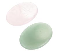 Cabilock Lot De 2 Masseurs En Jade Naturel Visage Et Cou, Planches De Massage Gua Sha 2 Pièces, Vert Et Rose Quartz, Outil De Soin Anti-poches Et, Usage Quotidien
