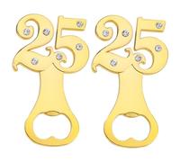 Cabilock Lot de 2 Ouvre-bouteilles Créatifs en Alliage Métal Chiffres Incrustés de Strass, Outil D’ouverture de Bière Portable pour Fêtes Hawaïennes et Bar, Accessoire Léger et