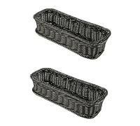 Cabilock Lot de 2 Paniers à Assiettes Tissés Multifonctionnels en Plastique Imitation Rotin Rectangulaires pour Cuisine Gris X 10 X 5 Cm