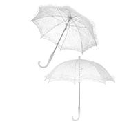 Cabilock Lot de 2 Parasols en Dentelle Blanche Décoratifs et Portables en Acier et Plastique pour Cérémonie Extérieure et Usage Quotidien Élégant
