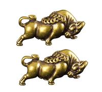 Cabilock Lot De 2 Pendentifs Taureau en Laiton Rétro, Sculpture Décorative Bétail, Amulette Force Et Courage, Décoration Intérieure Et Collection, Figurines Artisanales Traditionnelles