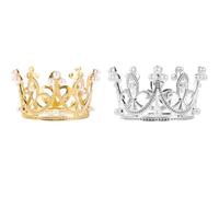 Cabilock Lot de 2 Petites Couronnes Dorées et Argentées en Alliage Solide Décoration Gâteau D'anniversaire Garçon et Filles et Accessoires Coiffure Fille pour Fêtes et Anniversaires Garçon