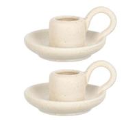 Cabilock Lot de 2 photophores en céramique avec poignée - Décoration de Table pour Mariage, Noël, Anniversaire, dîner, Beige, 6x6cm, (44DFE08IF2EMC18MR07R3381)