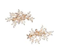 Cabilock Lot de 2 Pinces à Cheveux Mariage Dorées Strass Barrette Fleur Élégante Décoration Cheveux de Mariée Accessoire Léger pour Cérémonie et Coiffure de Fête