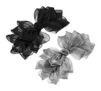 Cabilock Lot de 2 Pinces à Cheveux Nœud en Organza Gris et Noir Accessoires pour Cheveux de Mariée Barrettes à Ressort Élégantes pour Mariage Fête et Cérémonie Coiffe pour Femmes et