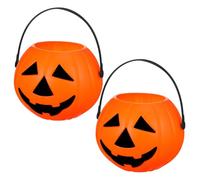 Cabilock Lot De 2 Seaux À Citrouille pour Décoration d'halloween Lampe avec Décoration De Citrouille Petit Bol À Bonbons Citrouille d'halloween Grand Seau À Bonbons Seau À