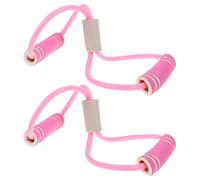 Cabilock Lot de 2 Set de Bandes de Résistance Élastiques Plates de 8 Poignées, Latex Haute Résistance, Couleur Rose, Entraînement Fitness, Pilates et Rééducation à Domicile, Portable