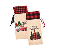 Cabilock Lot de 2 set de Housses pour Bouteille de Vin Rouge en Tissu à Motif Noël Sapin et Voiture Taille Standard Décoration Festive de Noël Housse de Bouteille Présent et Cidre