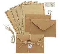 Cabilock Lot de 2 Set de Sets de Ensembles Papeterie à Lettres Vintage A5 24 Pcs Papiers à Lettres Vierges et Enveloppes Rétro Insert Carnet de Voyage Papier à Kraft pour Écriture et