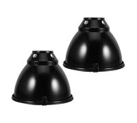 Cabilock Lot de 2 Sets de Protecteurs D'abat-Jour pour Lampes Chauffantes Reptiles en Acier Inoxydable Noir, Forme Dôme, Réduit la Perte D'énergie et Prévient Les Brûlures, pour Cages