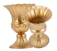 Cabilock Lot de 2 Vases Commémoratifs en Fer, Finition Or Noble, Contenant à Fleurs pour Cimetière, Base Stable Antivent, Décoration Funéraire et Extérieure, Accessoires pour Tombes