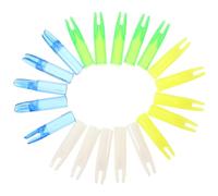Cabilock Lot de 20 Encoches de Tir à l'arc en Plastique Solide 6 MM Intérieur Couleurs Transparent Bleu Vert Blanc et Jaune Compatibles Arcs à Poulies et Recourbés Accessoires pour