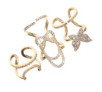 Cabilock Lot De 3 Bagues Bijoux D'ongles Détachables En Zircon Pour Femmes, Taille Unique, Décoration Élégante Pour Manucure Et Fêtes, Charme Nail Art Subtil En Finition or Clair
