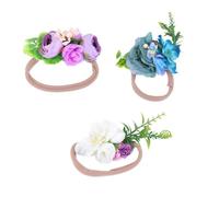 Cabilock Lot de 3 Bandeaux pour Garçon et Filles en Tissu Forme Fleur, Élastiques et Résistants, pour Mariage et Photographie, Toujours en État de Fleurissement