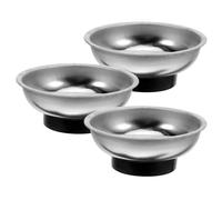 Cabilock Lot de 3 Bols Magnétiques Ronds en Acier Inoxydable Argenté, Résistant à L'usure la Corrosion, pour L'organisation Améliorée en Atelier ou Garage