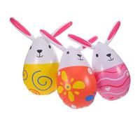 Cabilock Lot de 3 Décorations Gonflables Lapins de Pâques Œufs Colorés en PVC Léger et Résistant Accessoires Extérieurs pour Fête Printanière et Décoration de Jardin