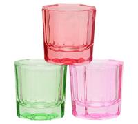 Cabilock Lot de 3 Godets à Ongles en Verre Transparent Petit Octogonal Multifonction pour Manucure Professionnelle et Usage Salon, Accessoires Nail Art Polyvalents pour Liquides et Poudres