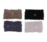 Cabilock Lot de 4 Bandeaux à Boutons Tricotés en Laine Couleurs Variées Bandeaux Élastiques pour Maintien des Oreilles Masque Facial pour Yoga et Sport