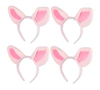 Cabilock Lot de 4 Bandeaux Oreilles de Cochon Peluche Rose, Serrage-tête Élastique Doux Taille Unique, Accessoires Cheveux pour Garçon et Filles Cosplay Fête Halloween et Soin du Visage