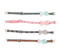 Cabilock Lot de 4 Colliers pour Chat en Coton à Motif Treillis, Réglables et Pratiques, Forme Poisson, pour Accompagner Vos Accessoires pour Animaux Couleur Aléatoire