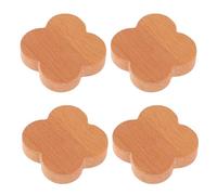 Cabilock Lot de 4 Crochets Muraux en Bois Massif de Hêtre, sans Perçage, Forme Fleur Décorative, Porte-Manteau Mural Créatif pour Cintres, Salle de Bain et Entrée, Fixation sans Trou,